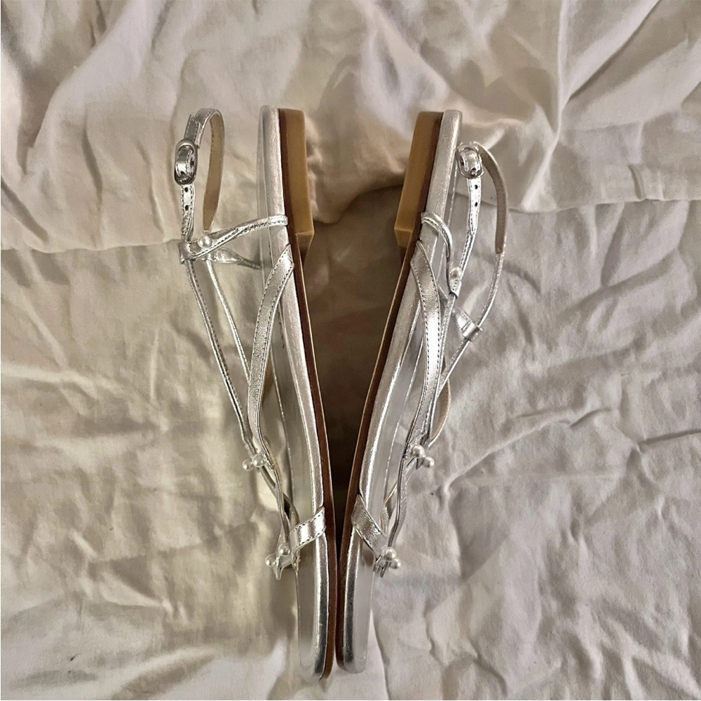 Stuart Weitzman Silver Strappy Square-Toe Sandals… - image 6